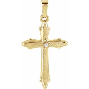 14K Yellow 22.5x15.5 mm .01 CT Natural Diamond Cross Pendant-Natural Diamond-1.3Mm :: 0.01 Ct
