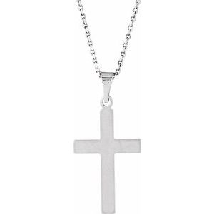 14K White 21.5x12 mm Cross 18" Necklace-18 In-Polished