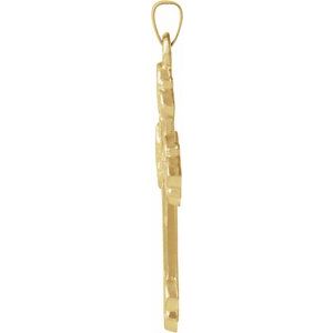14K Yellow 26x20 mm Hollow Cross Pendant-Polished