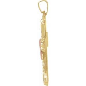 14K Yellow/Rose 25.5x18 mm Cross with Robe Pendant-Polished