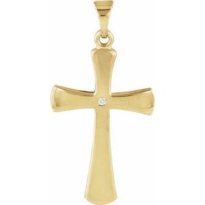 14K Yellow .005 CT Natural Diamond Cross Pendant-Natural Diamond-1Mm :: 0.005 Ct
