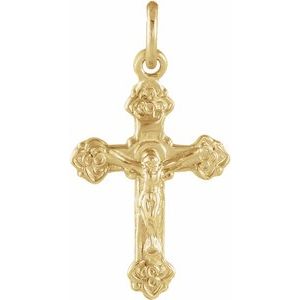 14K Yellow 14x9 mm Youth Crucifix Pendant-Polished
