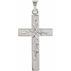 14K White 24x15 mm Cross Pendant-Polished