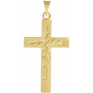 14K Yellow 24x15 mm Cross Pendant-Polished