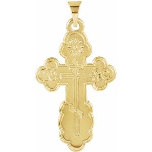 14K Yellow St. Olga Orthodox Cross Pendant-Polished