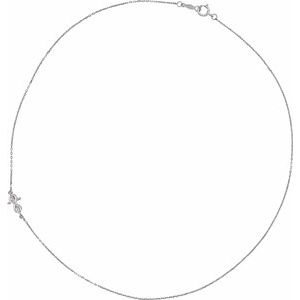 Sterling Silver Infinity-Inspired Off-Center Sideways Cross 16" Necklace-16 In-Polished