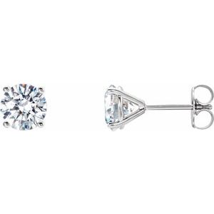 14K White 2 CTW Lab-Grown Diamond 4-Prong Stud Earrings-Pair-6.3Mm :: 2 Ctw
