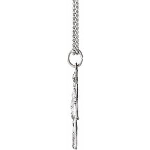 Sterling Silver 28x23 mm Four-Way Cross Medal 24" Necklace-24 In-Polished