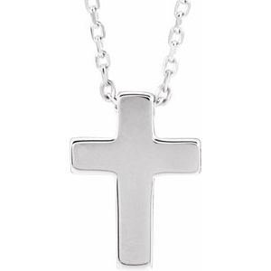 Sterling Silver Petite Cross 16-18" Necklace-16-18 In-Polished