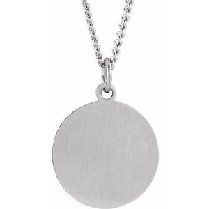 Sterling Silver 15 mm Confirmation Medal with Cross 18" Necklace-18 In-Polished