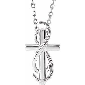 Sterling Silver Cross 16-18" Necklace-16-18 In-Polished