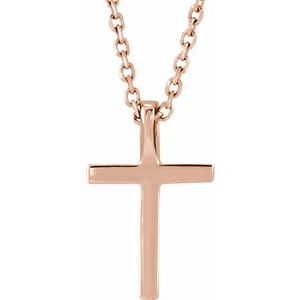 14K Rose .06 CTW Natural Diamond Petite Cross 16" Necklace-Natural Diamond-1Mm :: 0.06 Ctw