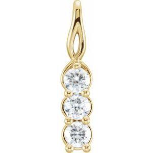 14K Yellow 1 CTW Lab-Grown Diamond Three-Stone Pendant-Lab-Grown Diamond-4.4Mm :: 1 Ctw