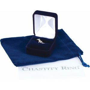 14K Yellow Cross & Heart Chastity Ring-Polished-Cross And Heart Ring With Box