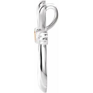 Sterling Silver Natural Citrine Cross Pendant-Natural Citrine-2.5 Mm