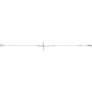14K White Natural Emerald Sideways Cross 7-8" Bracelet-Round-1.75 Mm