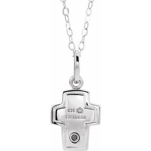 Sterling Silver Cross Ash Holder 18" Necklace-Polished-Cross Ash Holder Necklace