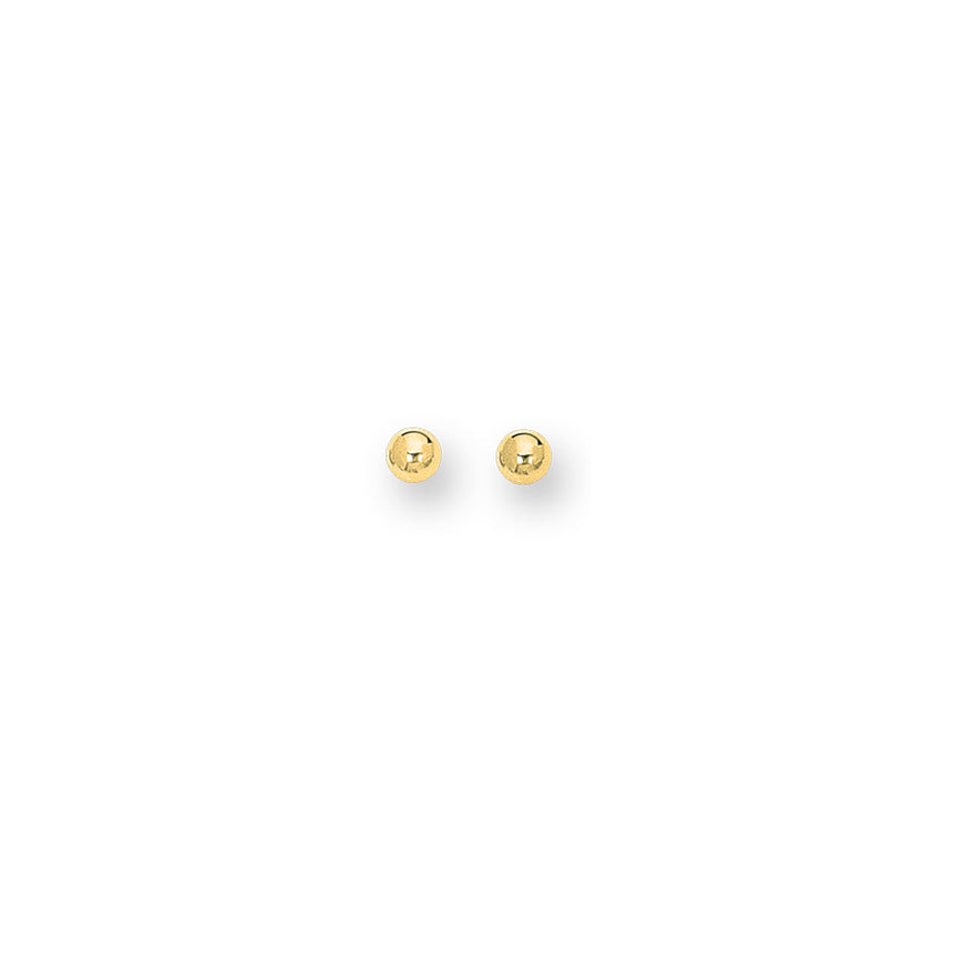 14K Gold Polished 4mm Post Earring-Yellow | Push Back
