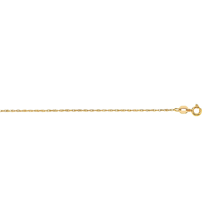 14K Gold .8mm Machine Rope Chain (Carded)-Yellow | Spring Ring