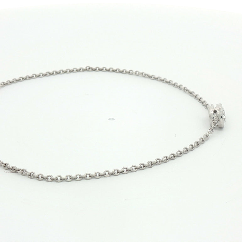 Platinum and White Gold Chain Bracelet with Pear Cut Diamond