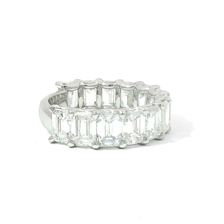 7.7Ct Platinum Emerald-Cut Diamond Eternity Ring