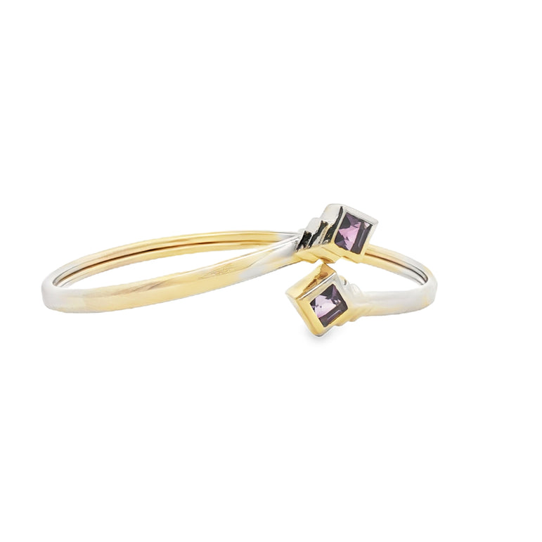 Square Step Cut Amethyst flex Bangle in 14ktYellow Goldvt