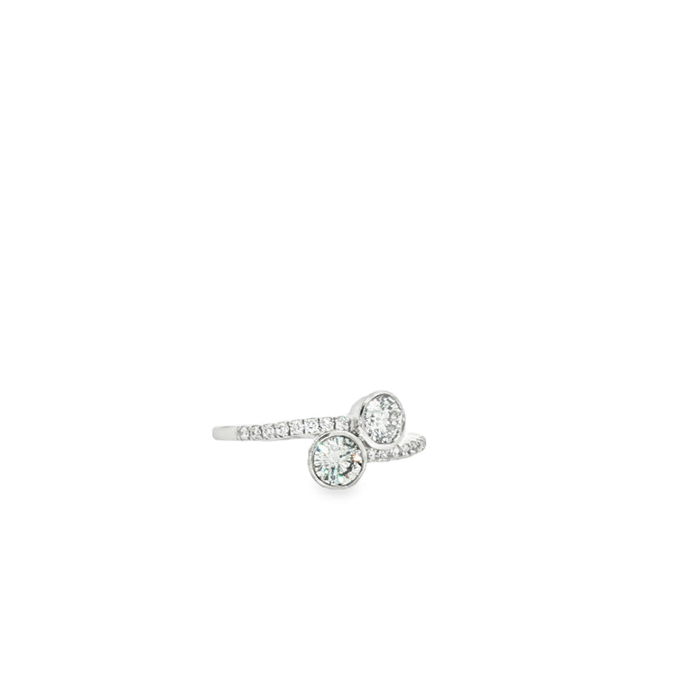 2 stone bezel set natural diamond ring