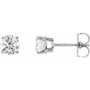 Sterling Silver Imitation White Cubic Zirconia Earrings-Pair-7 Mm