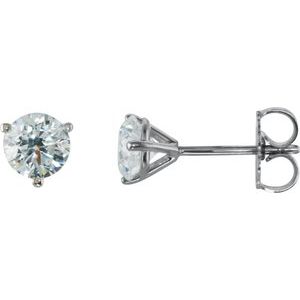 14K White 1 CTW Natural Diamond Stud Earrings-Pair-5Mm :: 1 Ctw