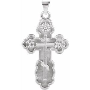 Sterling Silver St. Olga Orthodox Cross Pendant-Polished