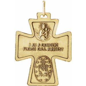 14K Yellow 28x23.5 mm Four-Way Cross Medal-Polished