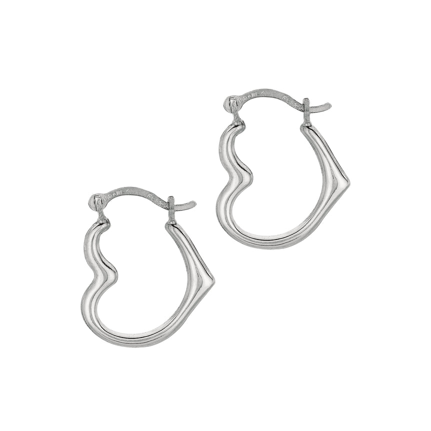 10K Gold Heart Hoop Earring-White | Hinged