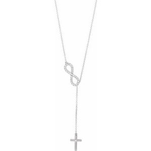 14K White 1/5 CTW Natural Diamond Infinity-Inspired Cross 18" Necklace-Natural Diamond-1.5Mm :: 1/5 Ctw