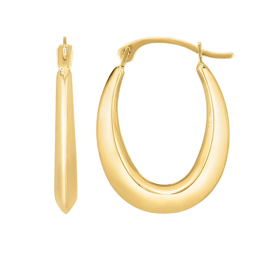 10K Gold Oval Light Weight Hoop-Yellow | Hinged