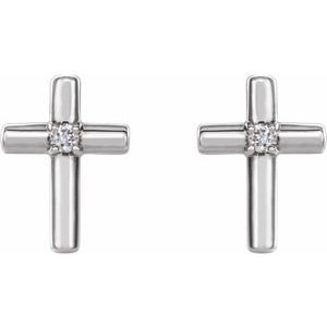 14K White .01 CTW Natural Diamond Cross Earrings-Pair-1.1Mm :: 0.01 Ctw