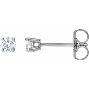 Sterling Silver 3 mm Imitation White Cubic Zirconia Earrings-Pair-3 Mm