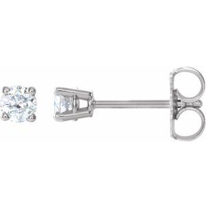 Sterling Silver 3.5 mm Imitation White Cubic Zirconia Earrings-Pair-3.5 Mm