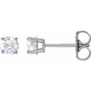 14K White 1/2 CTW Natural Diamond Earrings-Pair-4Mm :: 1/2 Ctw