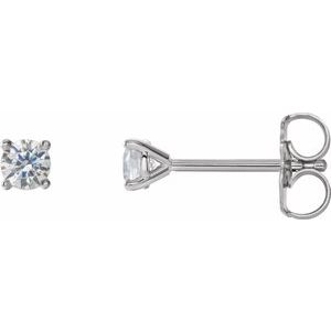 14K White 1/4 CTW Lab-Grown Diamond 4-Prong Stud Earrings-Pair-3.2Mm :: 1/4 Ctw