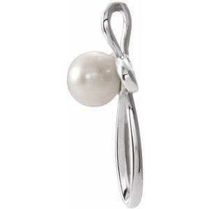14K White Cultured White Freshwater Pearl Cross Pendant-Cultured White Freshwater Pearl-4.0-4.5 Mm