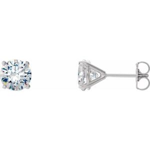 14K White 1 CTW Lab-Grown Diamond 4-Prong Stud Earrings-Pair-5Mm :: 1 Ctw