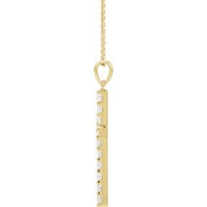 14K Yellow 1/10 CTW Lab-Grown Diamond Cross 18" Necklace-Lab-Grown Diamond-1.3Mm :: 1/10 Ctw