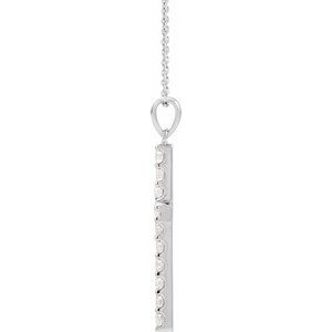 14K White 1/4 CTW Natural Diamond Cross 18" Necklace-Natural Diamond-1.7Mm :: 1/4 Ctw