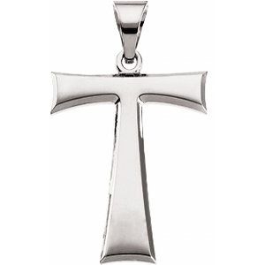 14K White Tau Cross Pendant with Packaging-Polished