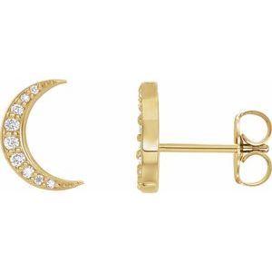 14K Yellow 1/10 CTW Lab-Grown Crescent Moon Stud Earrings-14K Yellow