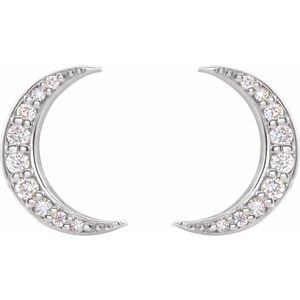 14K White 1/10 CTW Lab-Grown Crescent Moon Stud Earrings-14K White