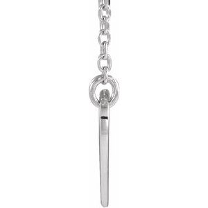 14K White Pierced Cross Heart 16-18" Necklace-16-18 In-Polished