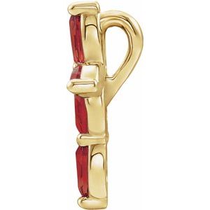 14K Yellow Natural Mozambique Garnet Cross Pendant-Natural Mozambique Garnet-4 X 2 Mm