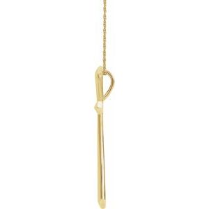 14K Yellow Elongated Cross 20" Necklace-20 In-Polished