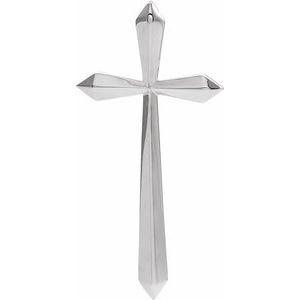 14K White Elongated Cross Pendant-Polished
